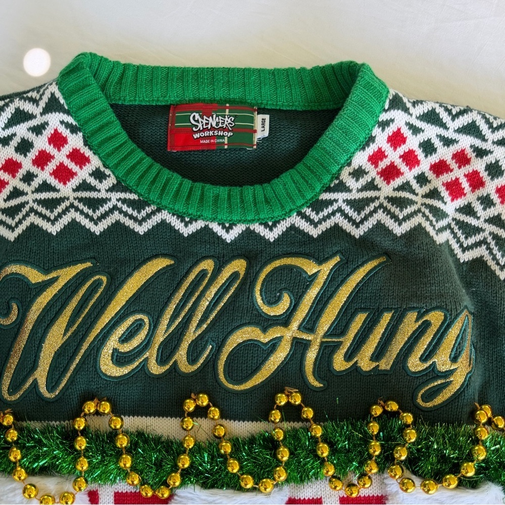 Well Hung Spencers Christmas Sweater - Red/Green - Picture 2 of 7